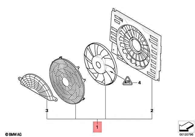 Genuine BMW E65 Radiator Cooling Fan With Compression Frame OEM 