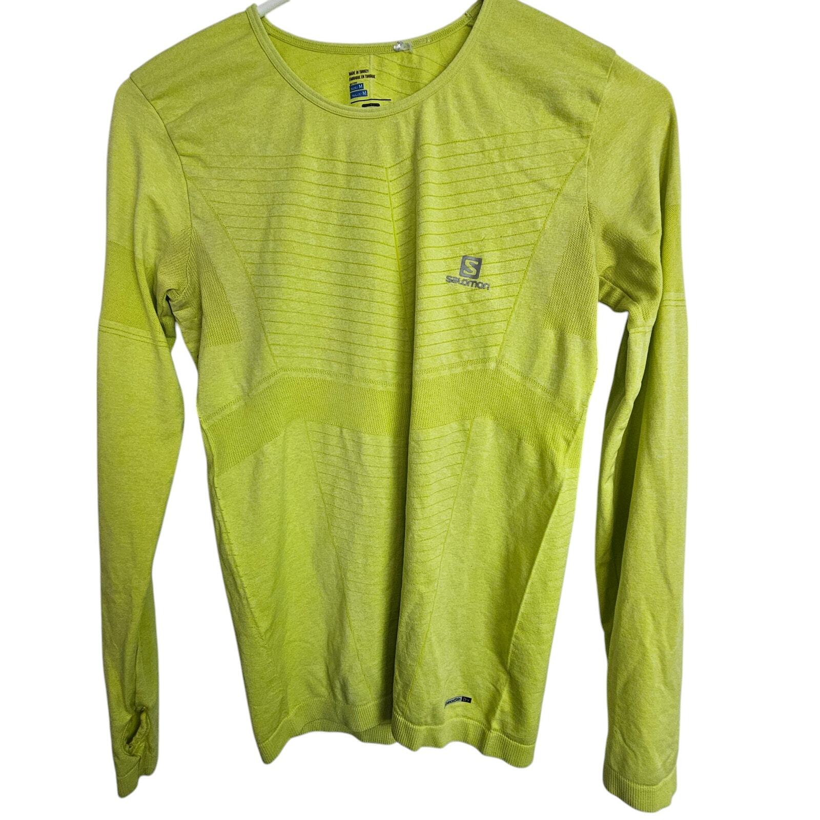 Salomon T Shirt Maglietta Manica Lunga Donna M Giallo Neon Maglietta Atletica Donna