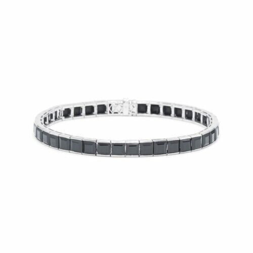 Classic Edition Square Cut Black Lab Created Cubic Zirconia Tennis Bracelets - Picture 1 of 3