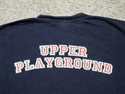 Men's VTG Upper Playground Dennis Kennedy Walrus faded navy blue t-shirt sz XL - Picture 10 of 11