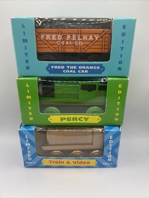 Thomas & Friends Wooden Train PERCY, BRONZE DIESEL, FRED EUC Original Package