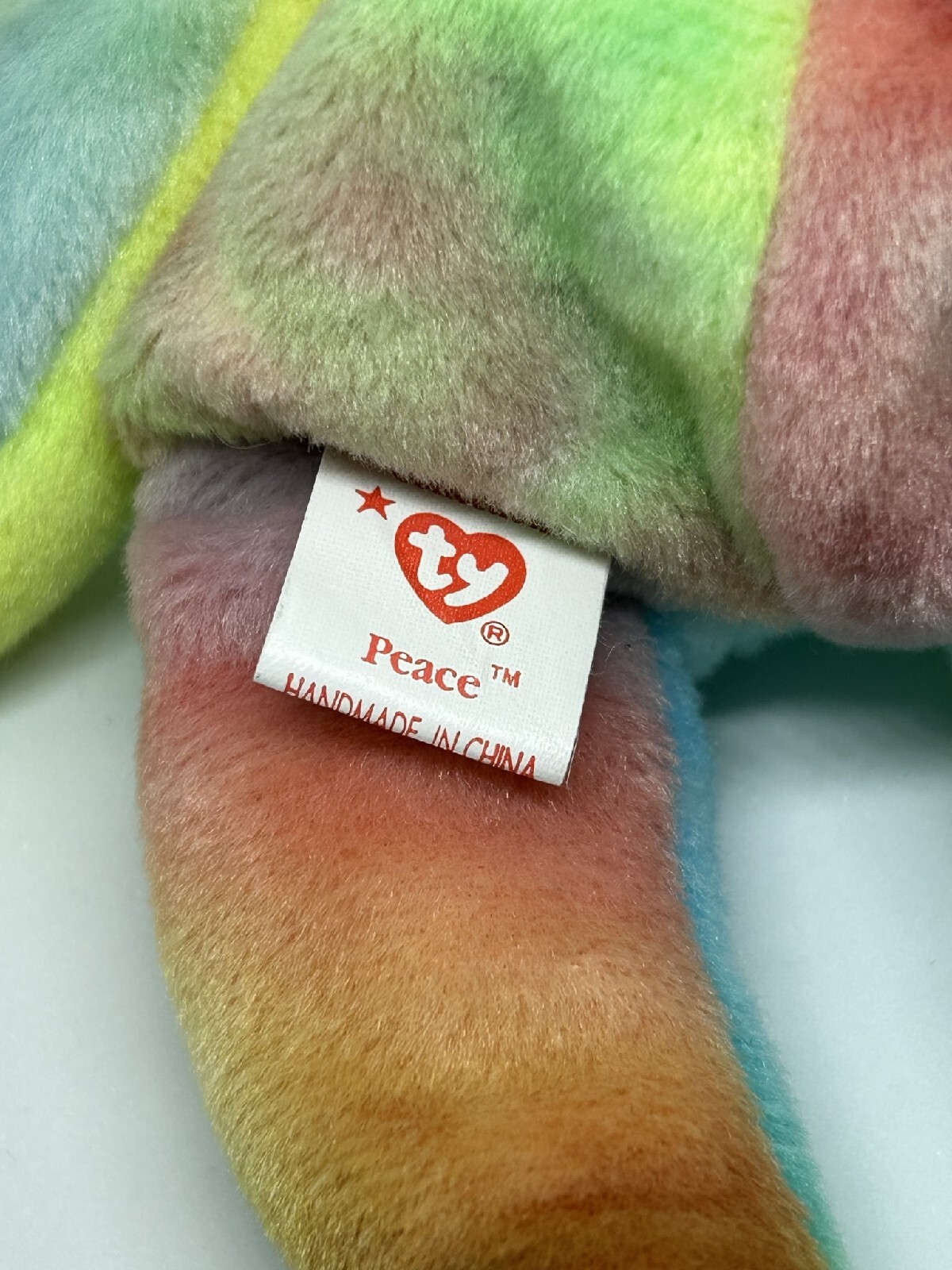 Rare Ty Beanie Baby Peace Bear 1996 Retired PVC Pellets Tie Dye Mint ...