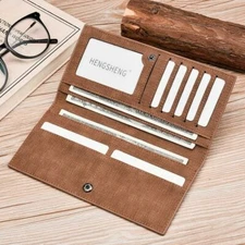 Men's Leather Bifold Credit ID Card Holder Suit Slim Wallet Checkbook Billfold