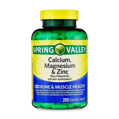 Spring Valley Calcium, Magnesium & Zinc Plus Vitamin D3 Coated Caplets, 250 Coun