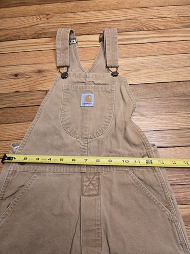 Carhartt Duck Overalls Size Youth 6x/ 7 Brown Canvas Adjustable Double Knee Bibs - Picture 13 of 13