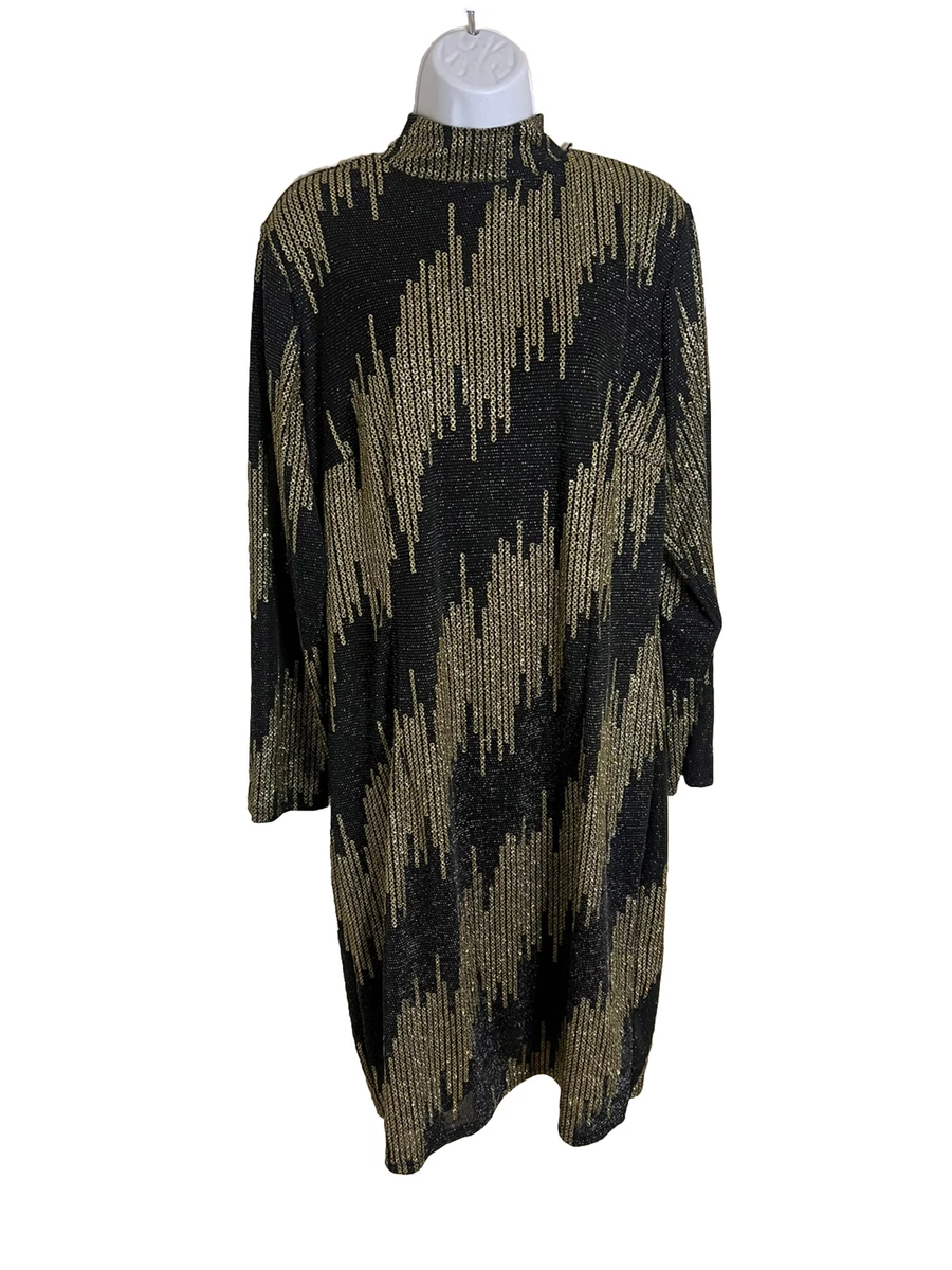 Ashley stewart black clearance and gold dress