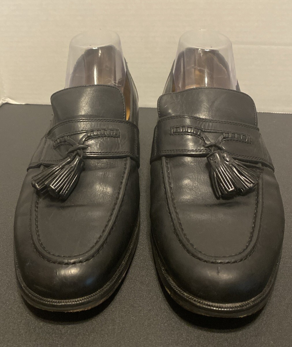 JOHNSTON & MYRPHY Black Leather Tassel Loafers 15-1047 Men display picture 3