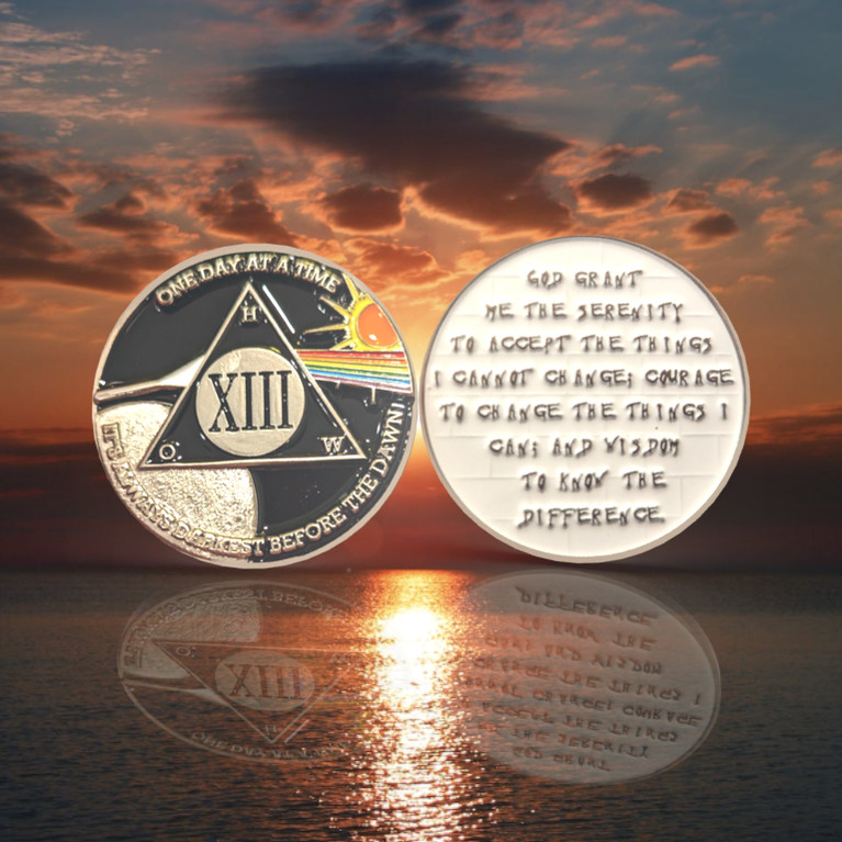 Sun and Moon AA Medallion available in all Months and Years Unique Sobriety Gift