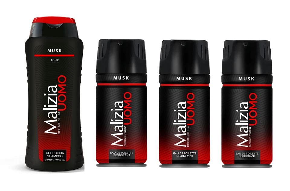 MIRATO MALIZIA UOMO Musk Set 3 Deo 150ml + 1 Duschgel 250ml