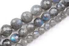 Natural Gray Labradorite Beads Grade AA Micro Faceted Round Loose Beads 6/8/10MM