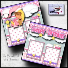 SWEET DREAMS BABY GIRL PRINTED premade scrapbook pages paper piecing CHERRY 0294