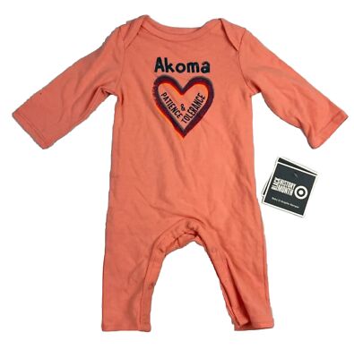 Target Black History Month baby Pink Romper Akoma Patience Heart 0-3 Months  B103
