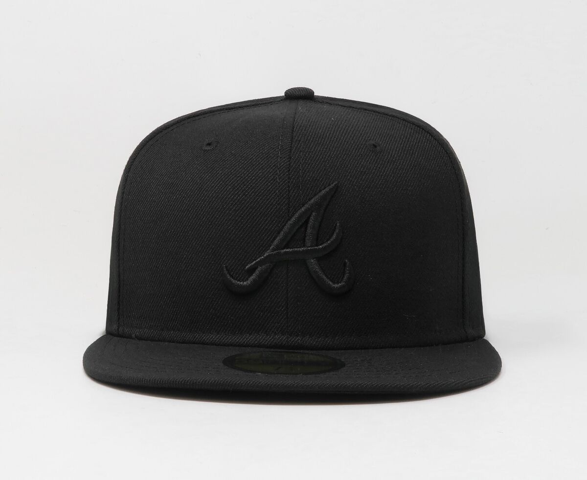 Atlanta Braves New Era 59FIFTY Black Denim Hat Cap Size 7 1