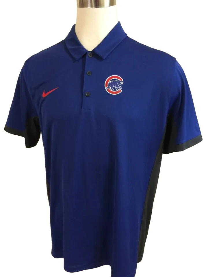 Men Nike Golf Dri Fit Polo Shirt Short Sleeve S/S XL Blue Chicago Cubs 918533 - Image 2 of 4