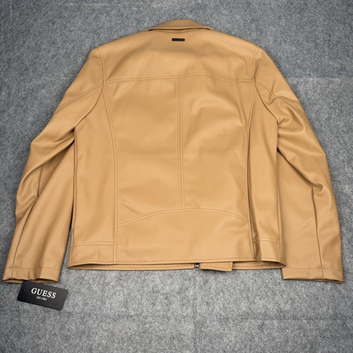 Giacca Motociclista Uomo Guess Ecopelle Marrone Tan Taglia Media Nuova con etichette - Foto 11 di 15