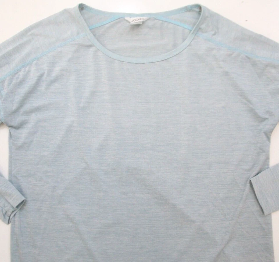 Camiseta grande Jockey azul/verde manga larga cuello redondo mezcla de nailon WS895 Foto 2 de 4