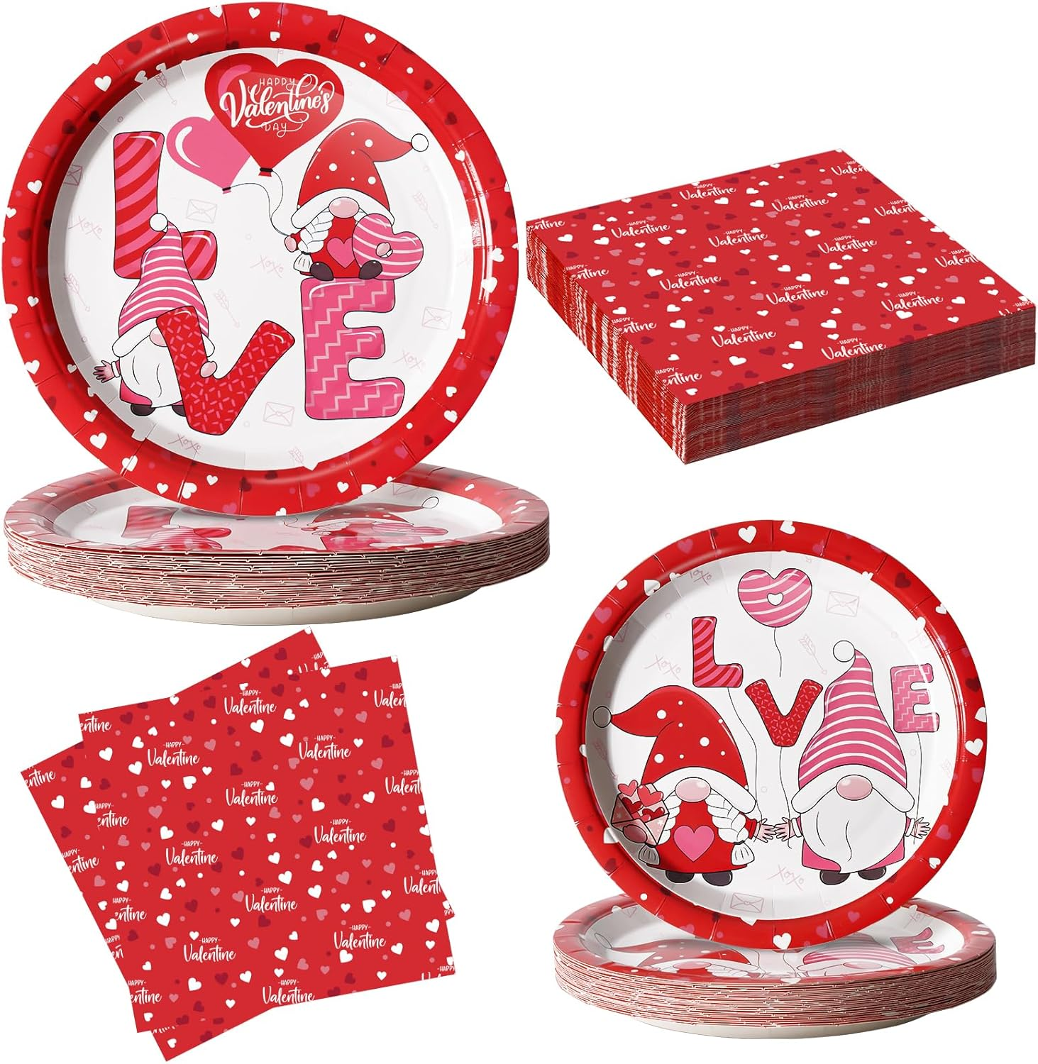 Valentine'S Day Plates and Napkins, Disposable Party Supplies for Valentine'S Da