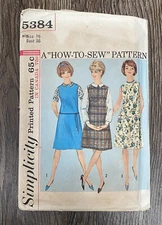 60s Sleeveless Dress Jumper Blouse Size 16 Bust 36 Simplicity 5384