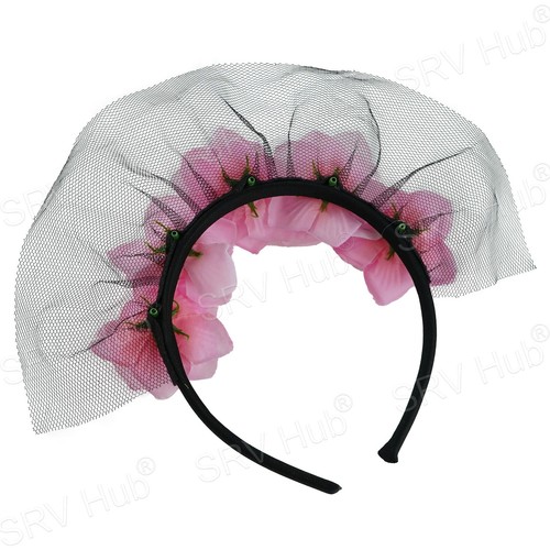 Roses Veil Headband Halloween Girl Fancy Accessories One Size Fits All - Picture 30 of 56