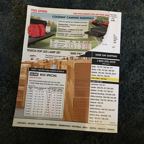 Uline Catalog Shipping Supplies Specialist Spring/Summer 2022 Book 847