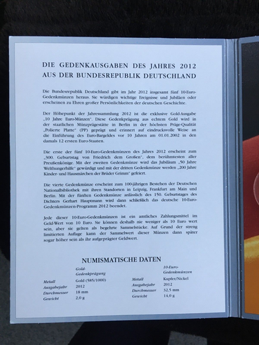 GEDENKMÜNZE BRD, 10 EURO, 2012, 300. GEBURTSTAG FRIEDRICH II. - Bild 4 von 6