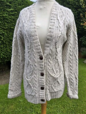Topshop Cable Knit Boyfriend Cardigan Angora Wool Blend Pocket