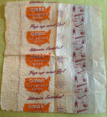 Vintage OMAR Bread Wrapper - INDIANAPOLIS FACTROY - APPROX. 18'' X 16.5'' - 1940's