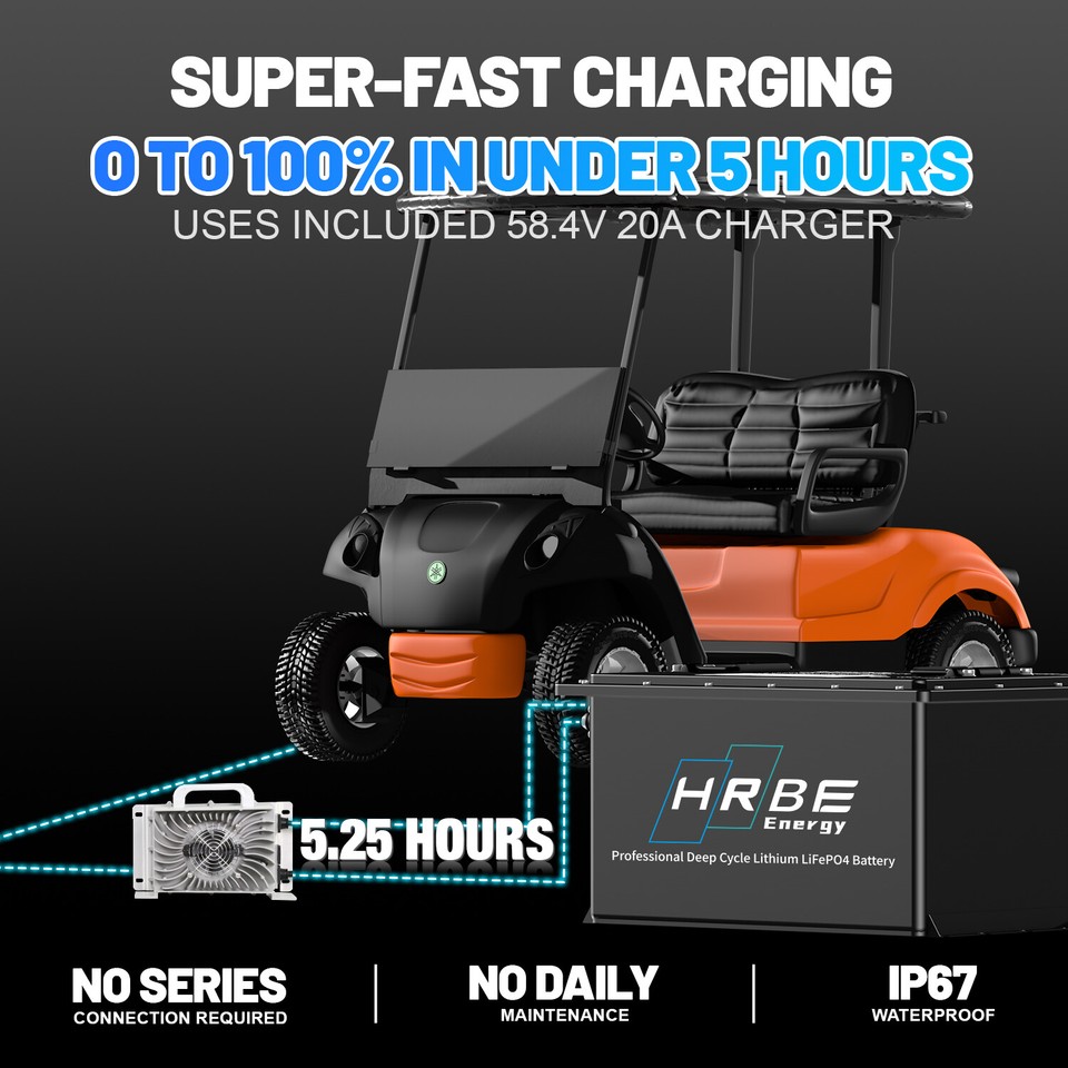 48V 105Ah Golf Cart Lithium LiFePO4 Battery Club Car 200A BMS 15000 ...