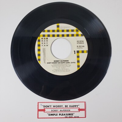 Bobby Mcferrin ''Don't Worry Be Happy'' 45 Tested VG+ Emi Jukebox Title Strip 1988