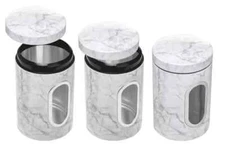 3-Pack FoodStorage_1 Food Storage Canister White/Black Countertop Shelf Cabinet