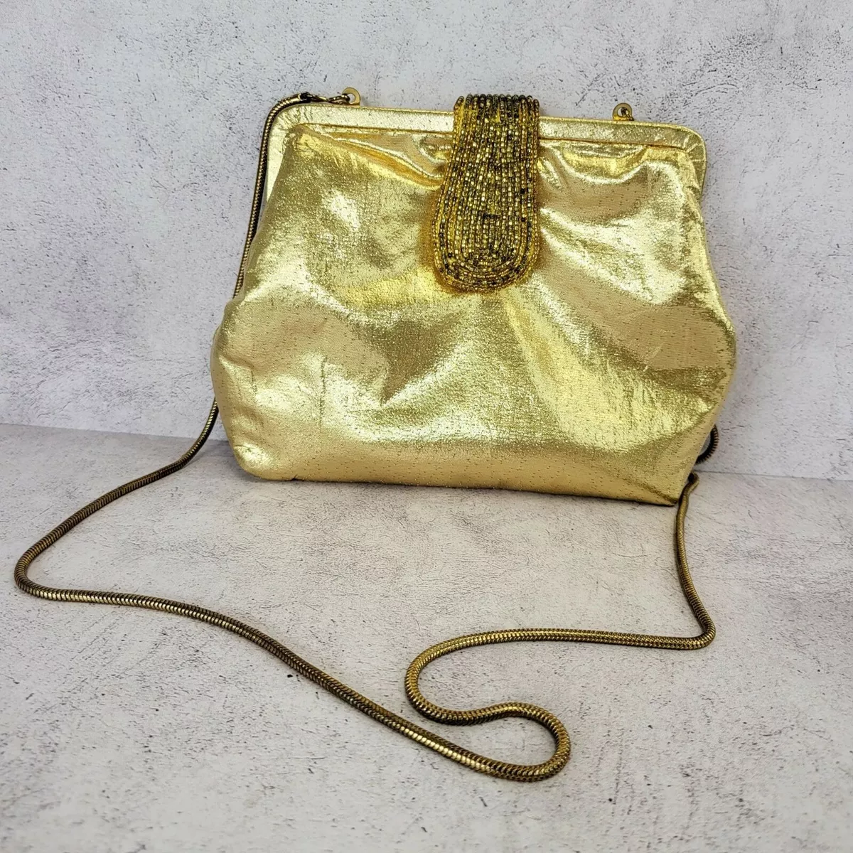 La Regale, Ltd, Made in CHINA. Gold Beaded Purse/Clutch