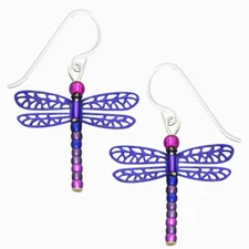 Sienna Sky Dragonfly Violet & Blue Pierced Earrings ~Made in Colorado, USA~