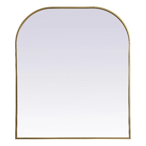 Elegant Decor Blaire 36x42" Arch Modern MDF Wood/Iron Mirror in Brass - Picture 1 of 9