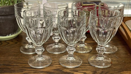 Set of (8) Libbey Duratuff Gibraltar Clear Glass Stemware Water Wine Goblets 7" - Picture 4 of 8