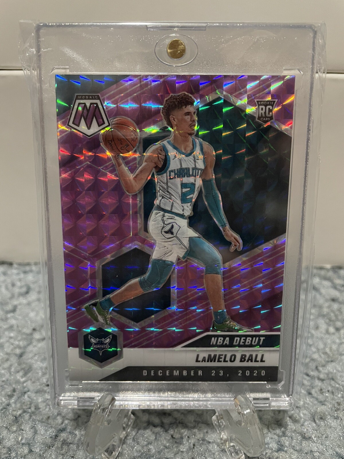 2020-21 Mosaic LaMelo Ball NBA Debut Purple Mosaic Prizm RC 28/49 Low Pop!