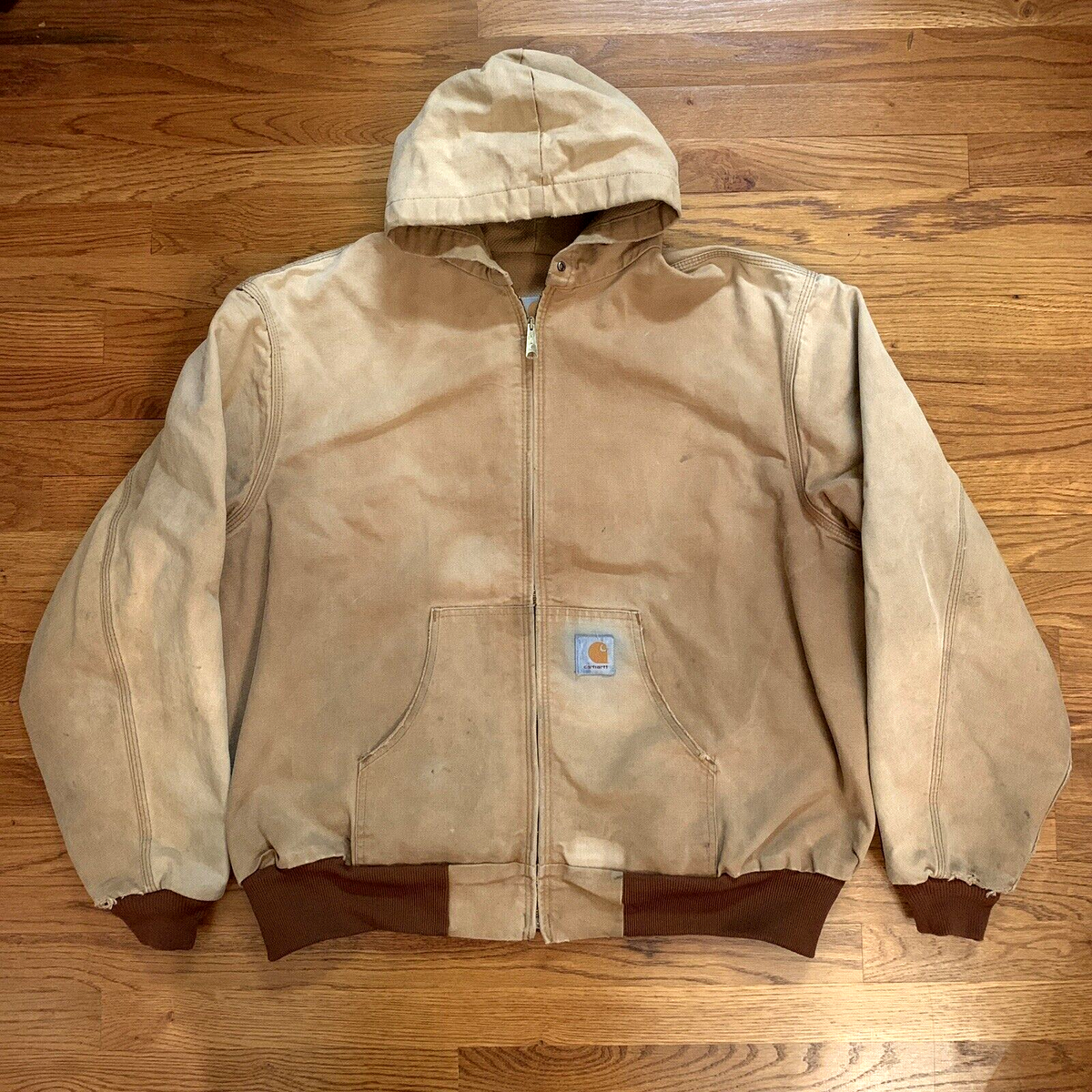 Vtg Carhartt Mens Jacket Hooded Waffle Lined Canvas Duck Vtg Carhartt Mens Jacket Hooded Waffle Lined Canvas Duck