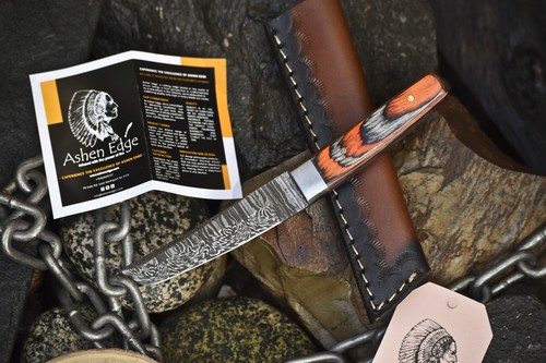 Ashen Edge Forged Twist Damascus Tanto Knife Hard Wood Steel Bolster - Picture 2 of 6