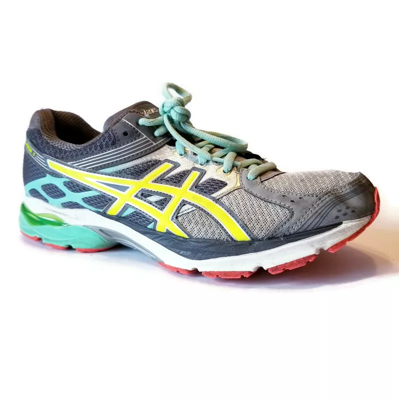 Asics Gel Pulse 7 Womens Sz 9 Gray Mint Yellow Running Training