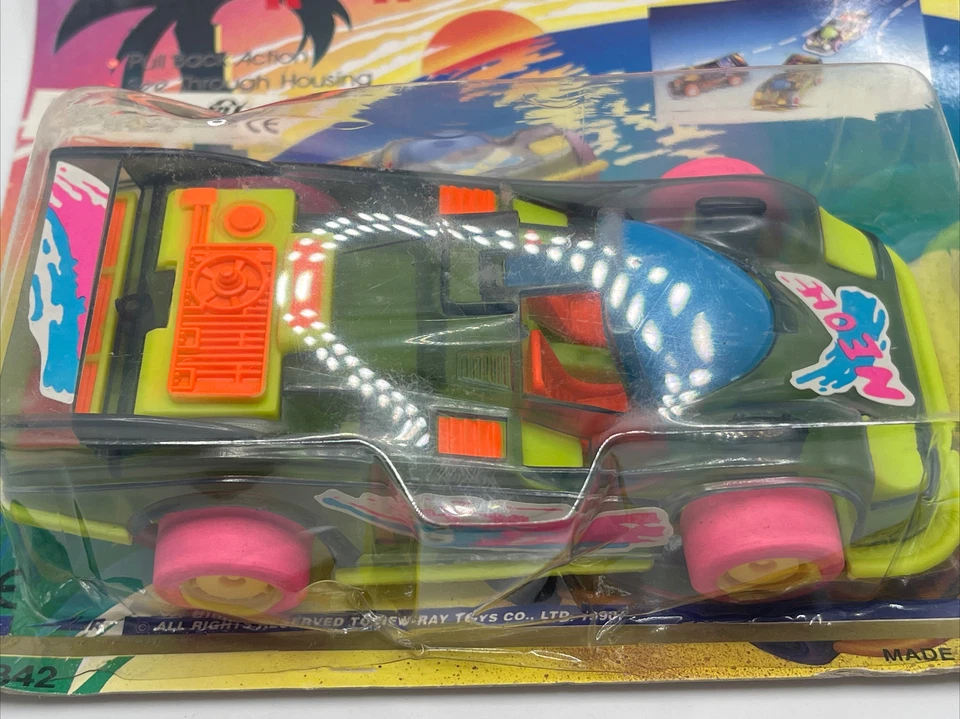 1990 New-Ray Toys Dazzling Racer #02342 Pull Back See Through Porsche Neon - Image 4 of 4