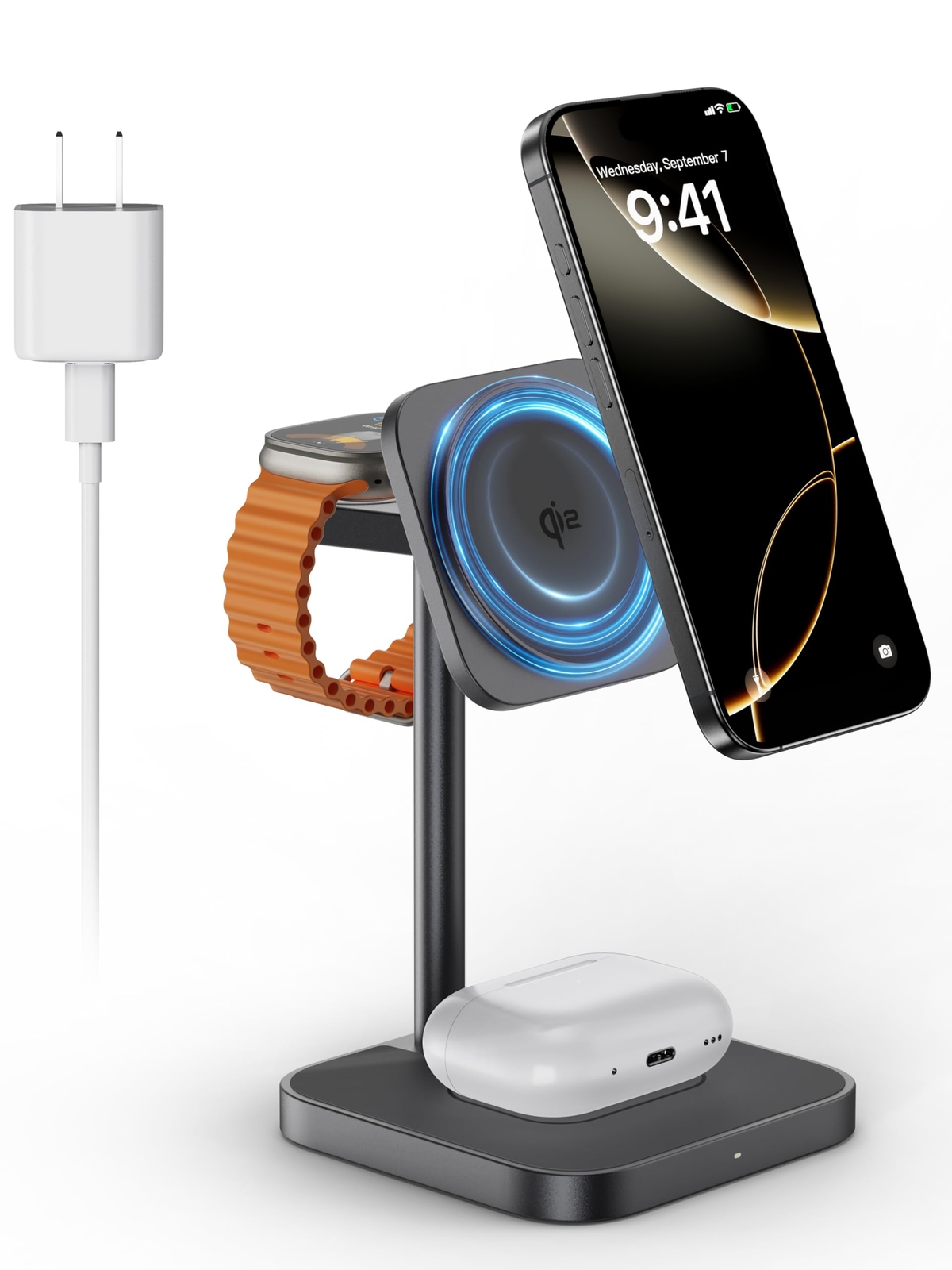 [Qi2 Certified] 2X Fast 3 in 1 Charging Station, Aluminium Magnetic Wireless ...