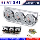 <!--F#f_0-->2'' 52mm Mechanical Chrome Triple Gauge Set Water Temp Oil Pressure Volt Meter<!--F/-->