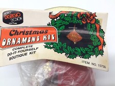 Vintage Christmas Ornaments Kit Distasio Life-Like RED BEADED GOLD SEQUIN New