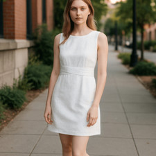 Garnet Hill White Dress Womens 10 Sleeveless Eyelet Cotton Elegant Romantic