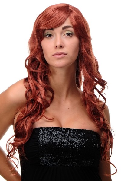 PerüCke Rot Dunkel-Kupferrot Locken Wellig Lang Seitenscheitel 70Cm 9204S-135-image