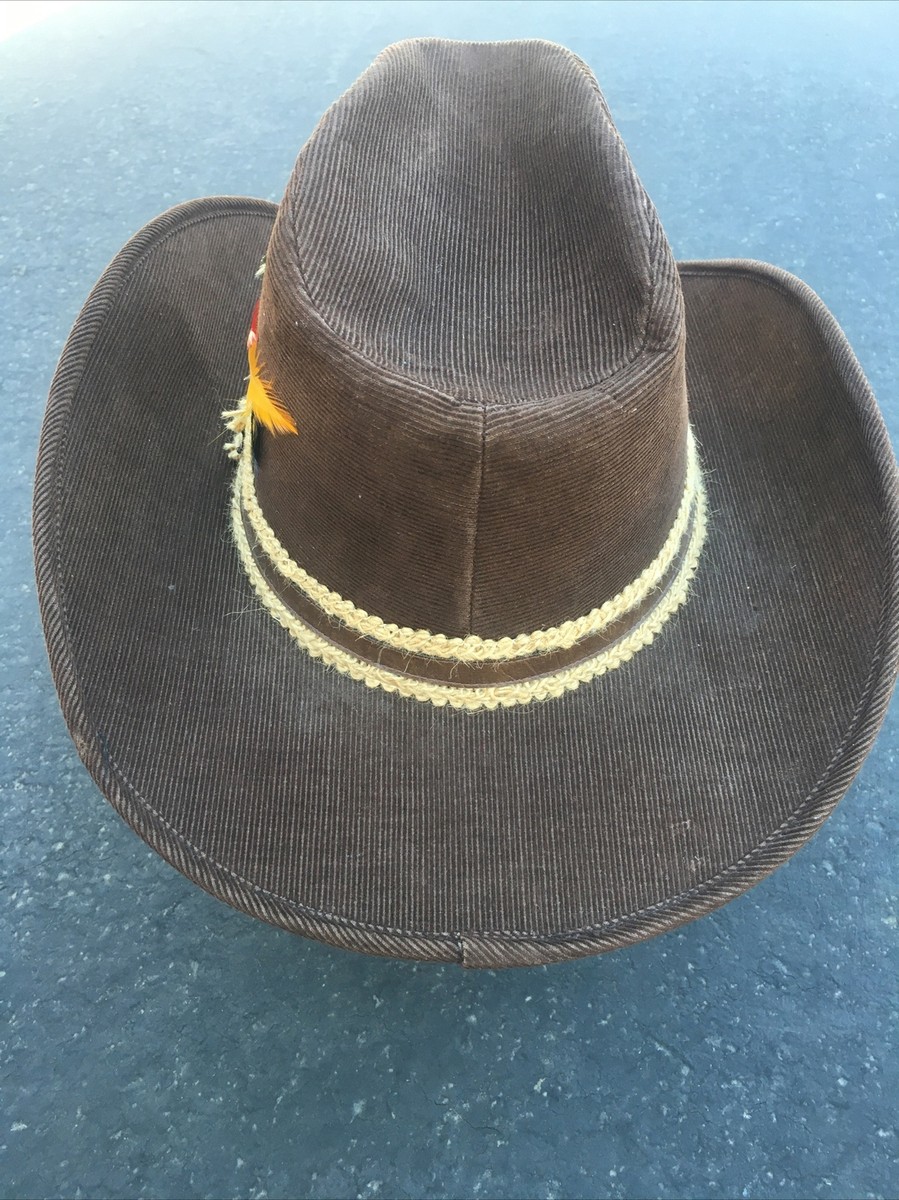 Vintage Stetson Corduroy Cowboy Hat Fitted Size 7 Brown With  display picture 3