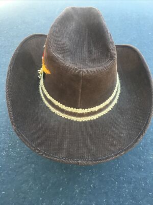 Vintage Stetson Corduroy Cowboy Hat Fitted Size 7 Brown With  display picture 3