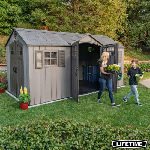 Lifetime 15Ft X 8Ft (4.6 X 2.4M) Dual Entry Storage Shed - Model 60318