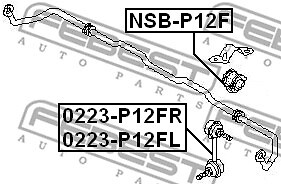 0223-P12FR FEBEST Rod/Strut, stabiliser for NISSAN