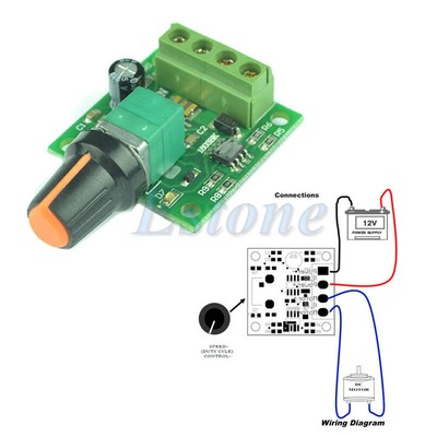 Mini Low Voltage DC PWM Motor Speed Controller Module 1.8V 3V-5V-6V 12V 2A Neu