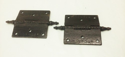 Vtg antique Ornate cast iron door hinge set 3 1/2" X 3 1/2" Victorian nouveau - Imagen 5 de 15